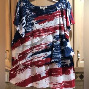 Indigo Soul Red, White & Blue Patriotic Top Sz. 2XL